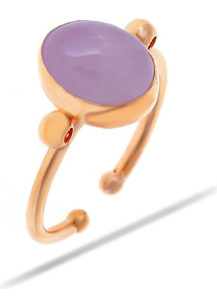 Pembe Kuvars Taşlı Rose Gümüş Yüzük 3190