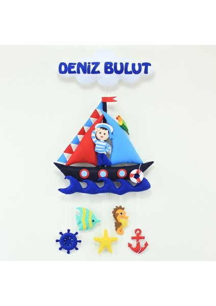 Deniz Bulut Isimli Denizci Bebek Odası Kapı Süsü