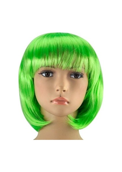 Yeşil Parti Peruğu Kısa Küt Saç