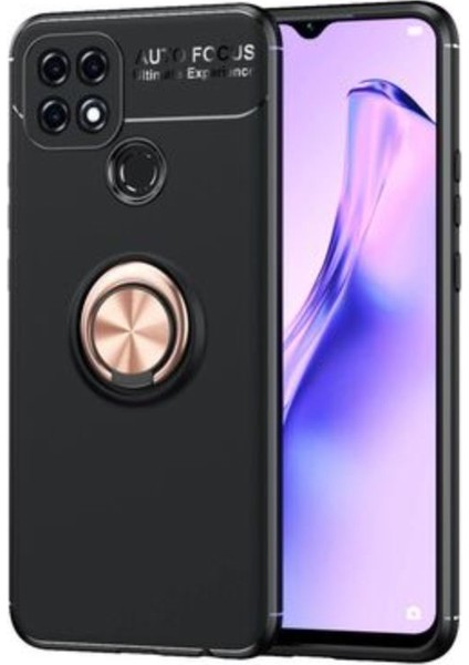 Good Case Oppo Reno A15 Için Yüzüklü Manyetik Ravel Silikon Kılıf Siyah - Rose Gold