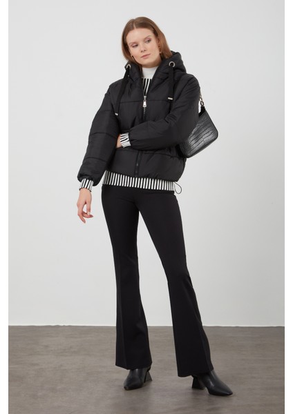 Tena Moda Kadın Siyah Kapüşonlu Anorak Yanları Stoplu Mont fırsatları