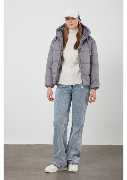 Tena Moda Tena Kadın Gri Kapüşonlu Anorak Yanları Stoplu Mont fırsatları