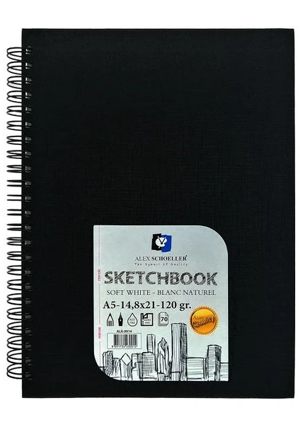 Ale x Schoeller Sketchbook Sert Kapak Spiralli Eskiz Çizim Defteri 120 gr A5 70 Yp.