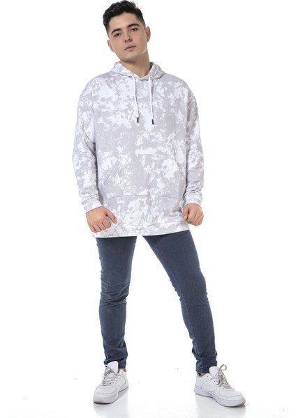 Vıshenka Unisex Batik Baskılı 3 Iplik Oversize Kapüşonlu Kanguru Cepli Batik Sweatshirt