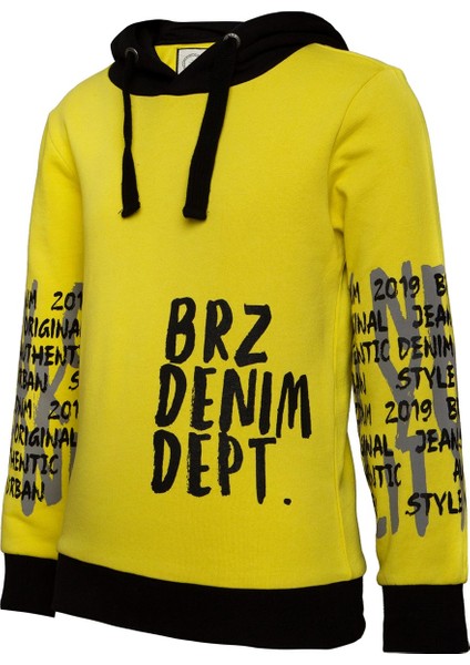 Sarı Renk Baskılı Erkek Çocuk Kapüşonlu Sweatshirt modelleri