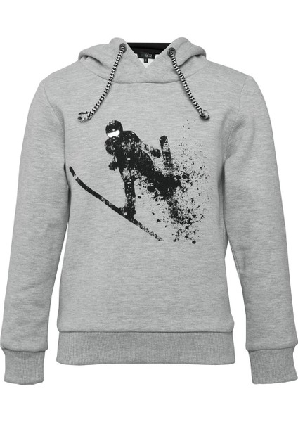 Kayakçı Baskılı Kapüşonlu Sweatshirt Erkek Çocuk