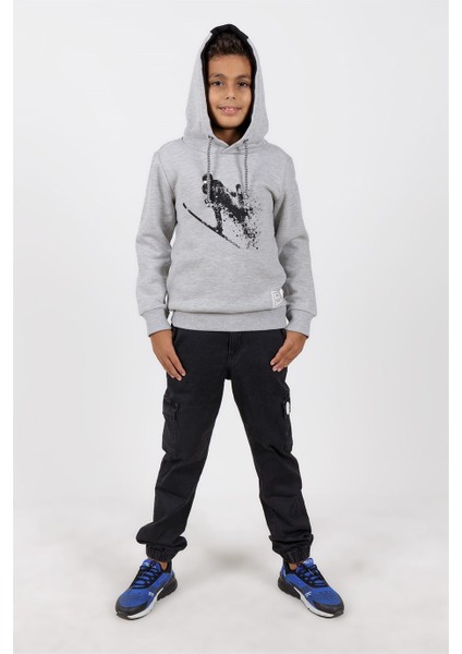 Kayakçı Baskılı Kapüşonlu Sweatshirt Erkek Çocuk fiyatları