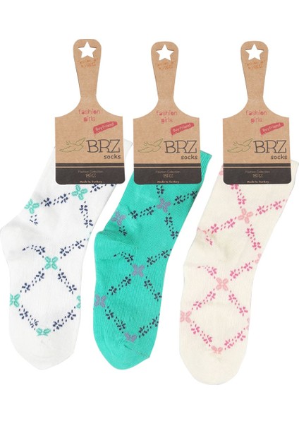 Sarmaşık Desenli Kız Çocuk Çorabı 3lü Set