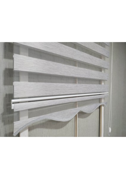 Dilimli Soft Bamboo Gri Zebra Perde modelleri