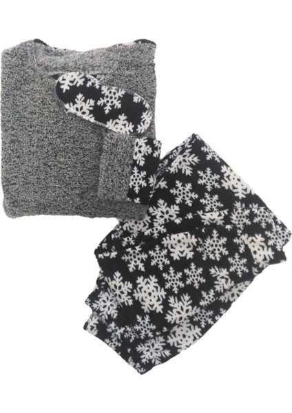 Kadın Peluş Welsoft Polar Kalın Kışlık Ev Pijama Takımı