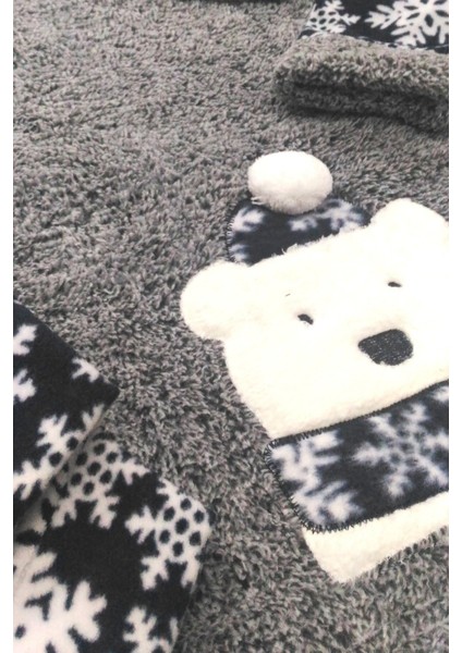 Kadın Peluş Welsoft Polar Kalın Kışlık Ev Pijama Takımı