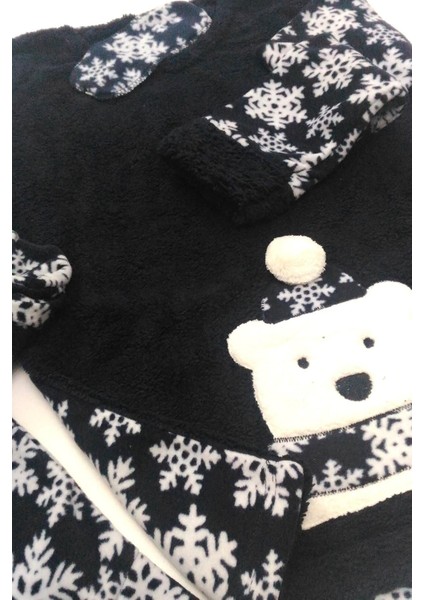 Kadın Peluş Welsoft Polar Kalın Kışlık Ev Pijama Takımı
