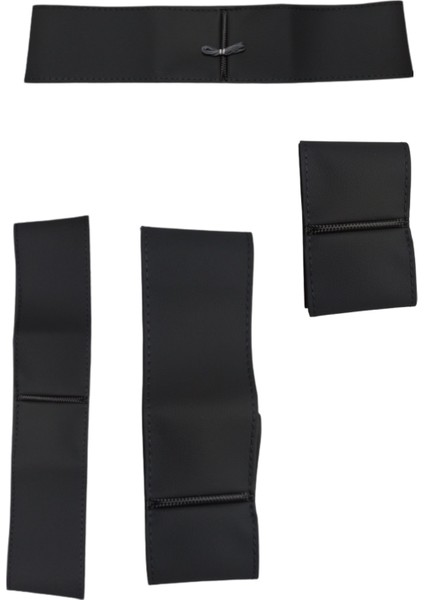 Chevrolet Aveo 2012 ve Sonrası Direksiyon Kılıfı Deri Siyah Yüzük Gri Ip