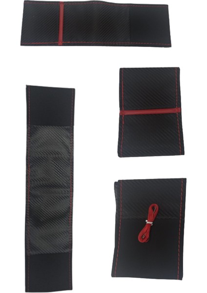 Renault Scenic 2 2002-2009 Direksiyon Kılıfı Carbon V Akantara Krmızı Yüzük