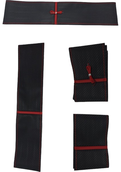 Renault Megane 1 Coupe 1996-2002 Direksiyon Kılıfı Carbon Kırmızı Yüzük Kırmızı Ip