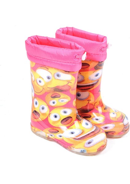 21-14 Srb Pembe Emoji Kürklü Kız Çocuk Çizme modelleri