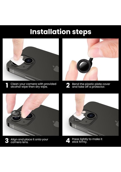 Apple iPhone 13 Kamera Metal Cam Lens Koruyucu Siyah fırsatları