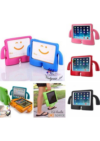 Apple iPad 10.2" Inç 2021 (9.nesil) Ibuy Standlı Fuchsia Yumuşak Eğlenceli Çocuk Tablet Kılıfı Yeşil
