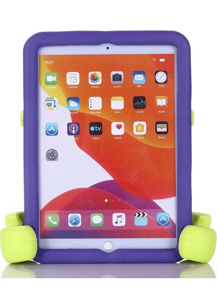 Apple iPad 10.2" 2021 (9.nesil) Fuchsia Eva Boxer Kılıf Standlı Yumuşak Eğlenceli Darbeye Dayanıklı Silikon Tablet Kılıfı Koyu Pembe