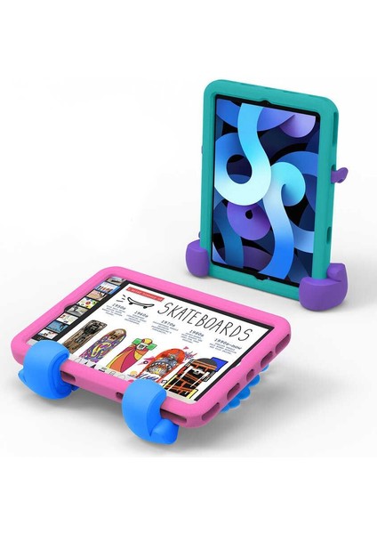Apple iPad 10.2" 2021 (9.nesil) Fuchsia Eva Boxer Kılıf Standlı Yumuşak Eğlenceli Darbeye Dayanıklı Silikon Tablet Kılıfı Koyu Pembe
