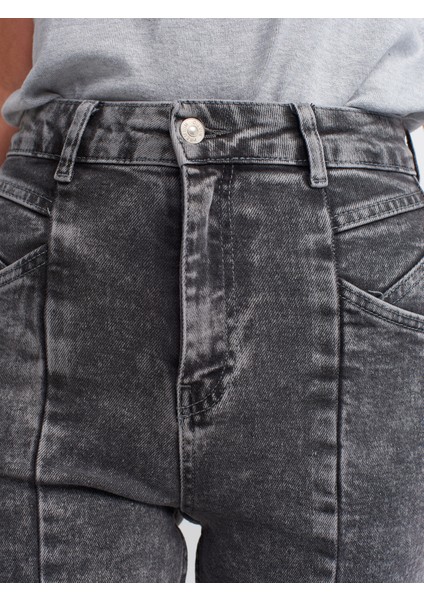 4301 Önü Yırtmaçlı Likralı Pantolon Gri fırsatları