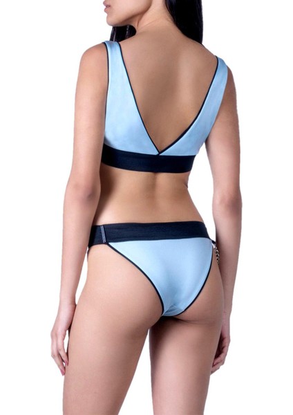 Bikini Takımı - V Yaka Mavi Düşük Bel