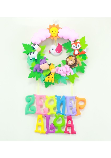 Zeynep Alya Isimli Safari Bebek Odası Kapı Süsü