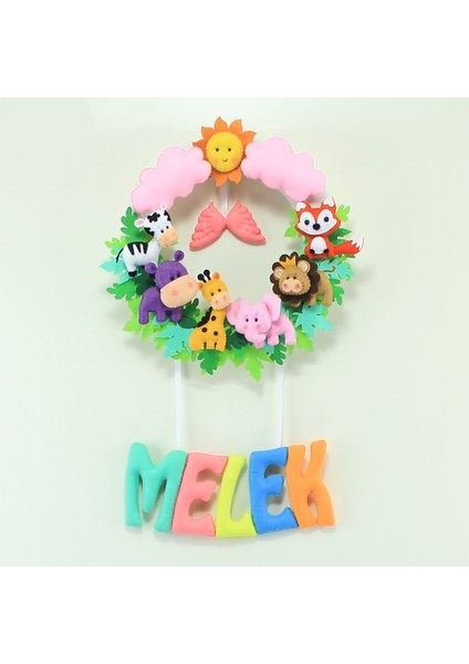 Melek Isimli Safari Kız Bebek Odası Kapı Süsü