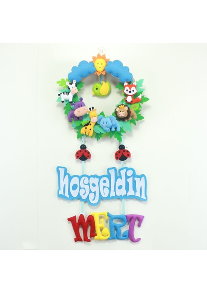 Mert Isimli Safari Bebek Odası Hoşgeldin Kapı Süsü