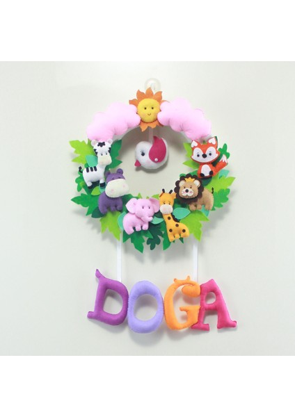 Doğa Isimli Safari Kız Bebek Odası Kapı Süsü