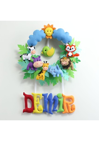 Demir Isimli Safari Bebek Odası Kapı Süsü