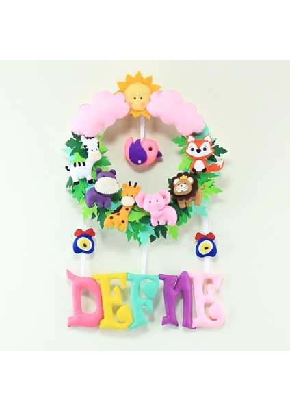 Defne Isimli Safari Kız Bebek Odası Kapı Süsü