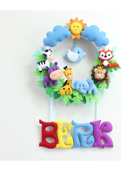 Berk Isimli Safari Bebek Odası Kapı Süsü