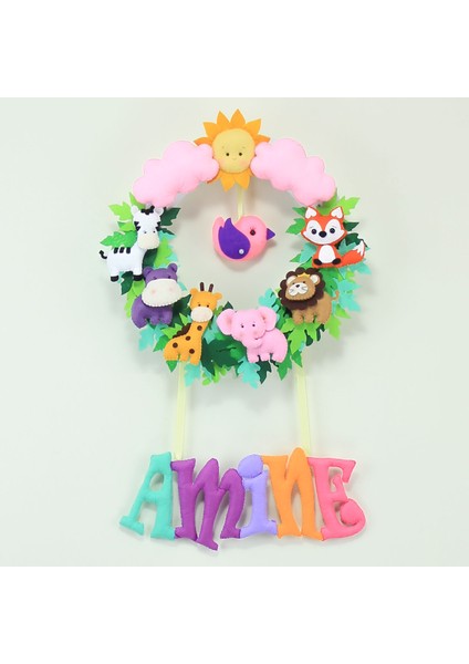 Amine Isimli Safari Kız Bebek Odası Kapı Süsü