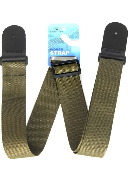 Dokuma Kumaş Haki Gitar Askısı Hakiki Deri