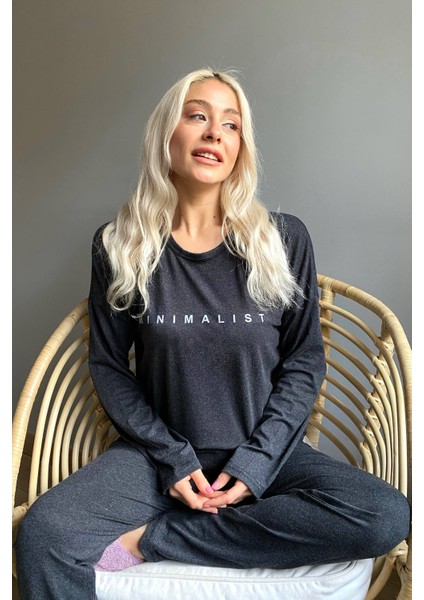 Minimalist Baskılı Bambu Uzun Kol Kadın Pijama Takımı fiyatları