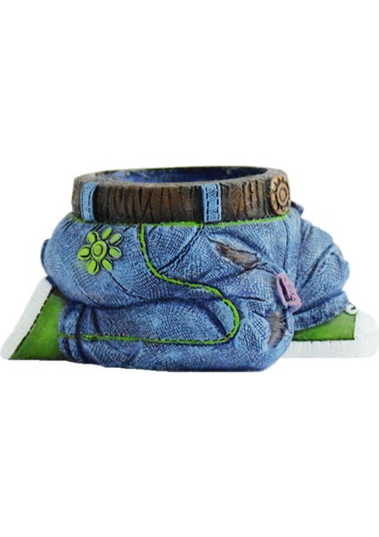 Kot Diz Çökmüş Şekil Heykel, Yaratıcı Sevimli Küçük Saksı, Bonsai Diz Çökmüş Denim Kot Pantolon (Yurt Dışından)
