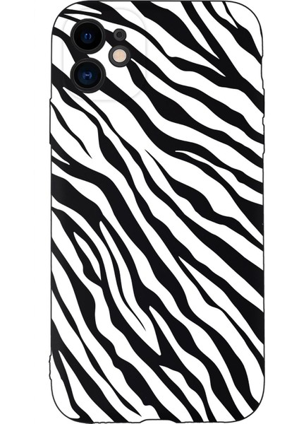 iPhone 11 Uyumlu Zebra Pattern Desenli Kamera Korumalı Lansman Kılıf Premium Silikonlu Siyah