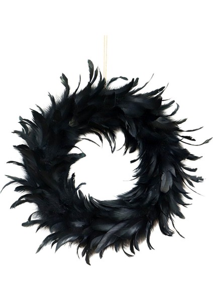 16IN Kokteyl Tüy Çelenk Siyah Cadılar Bayramı Partisi Çelenk Duvar Mantel Dekor (Yurt Dışından)