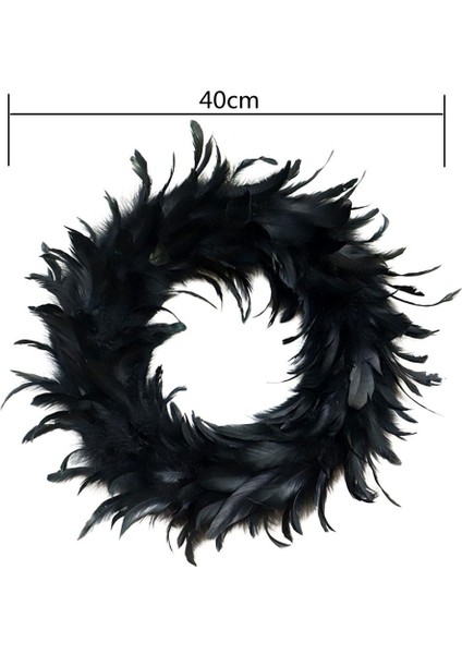 16IN Kokteyl Tüy Çelenk Siyah Cadılar Bayramı Partisi Çelenk Duvar Mantel Dekor (Yurt Dışından) fiyatları