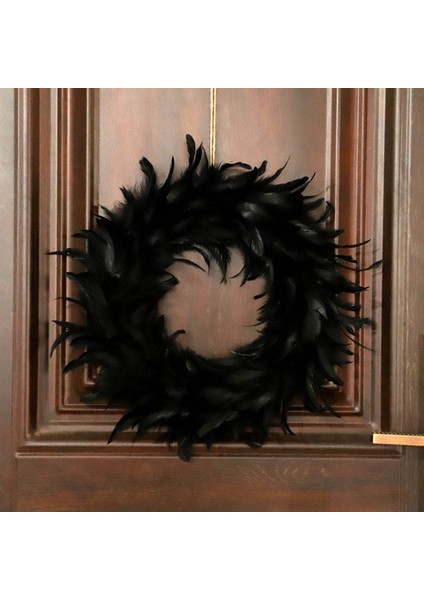 16IN Kokteyl Tüy Çelenk Siyah Cadılar Bayramı Partisi Çelenk Duvar Mantel Dekor (Yurt Dışından) modelleri