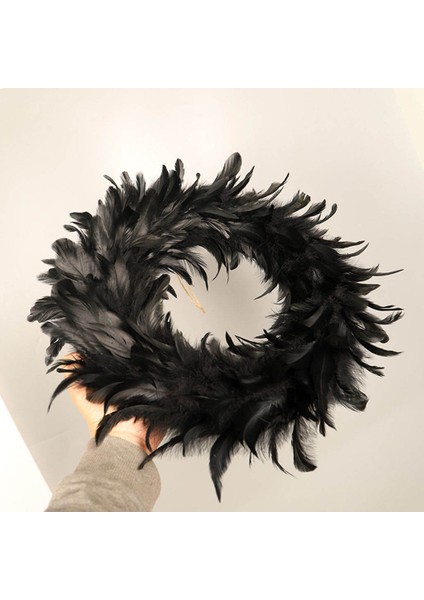 16IN Kokteyl Tüy Çelenk Siyah Cadılar Bayramı Partisi Çelenk Duvar Mantel Dekor (Yurt Dışından) fırsatları