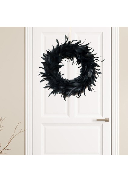 16IN Kokteyl Tüy Çelenk Siyah Cadılar Bayramı Partisi Çelenk Duvar Mantel Dekor (Yurt Dışından) indirimleri