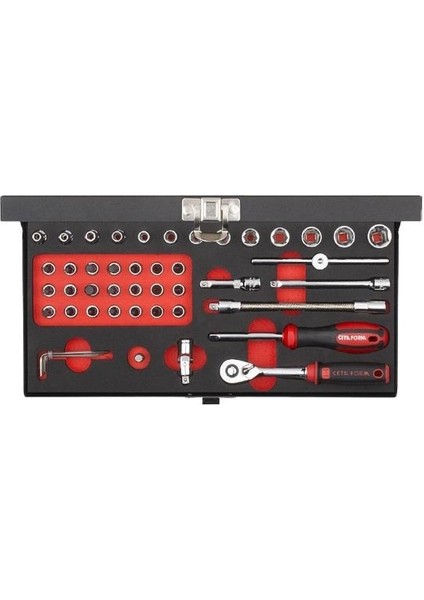 C00-46PH2 46 Parça 1/4” 6 Köşe Lokma Takımı (Metal Kutu)