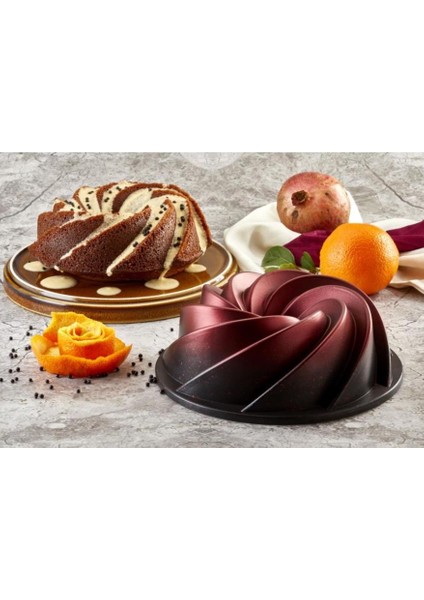 Hare Kırmızı Döküm Granit Kek Kalıbı Rüzgar Gül 232