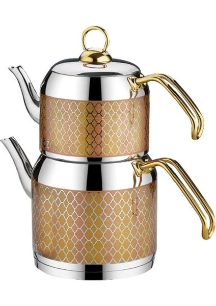 Hüma Inox & Gold Petek Desen Büyük Boy Çaydanlık Takımı 111S fiyatları