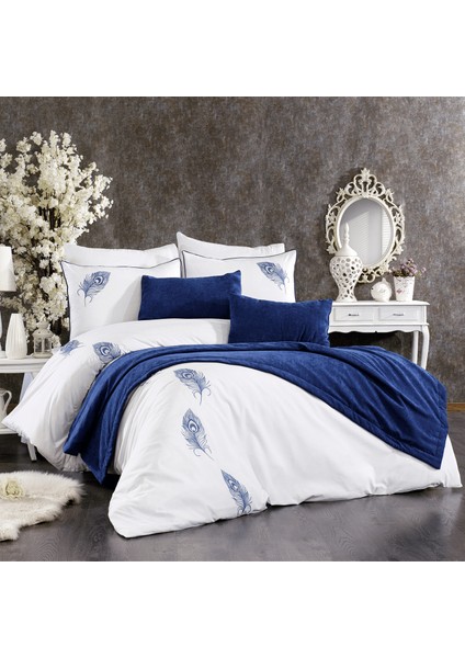 Collection 9 Parça Pamuklu Kadife Runner Örtülü Nakışlı Penna Nevresim Takımı