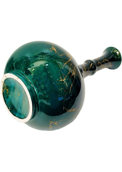 20 cm Çini Gözyaşı Vazo-Zümrüt Yeşil/siyah-Mermer Desenli Kütahya Çinisi modelleri