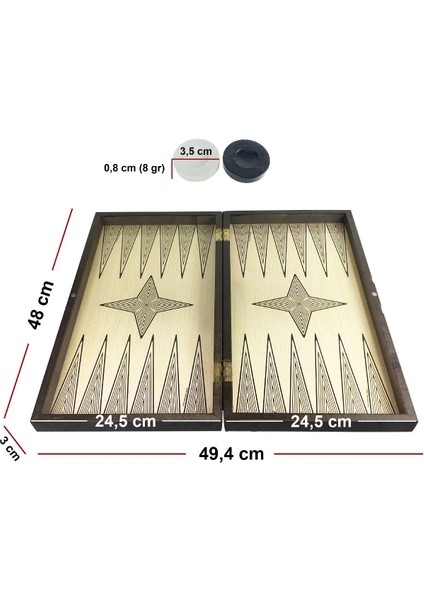 Yakma Tavla ve Satranç Seti Büyük Boy