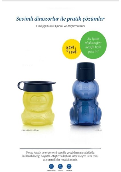Eko Şişe 350ML Suluk Çocuk ve 300 ml Atıştırma Kabı